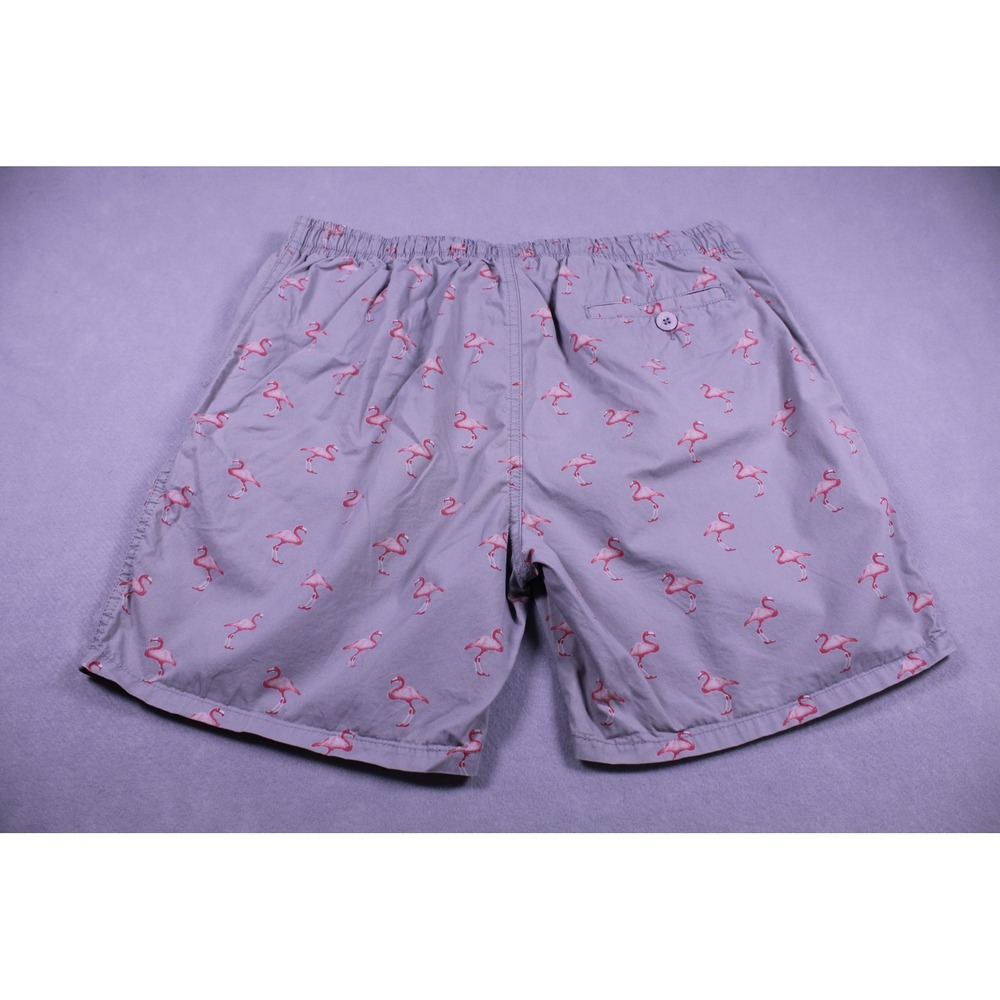 Artistry in Motion Men's Grey Pink Flamingo Print Casual Drawstring Shorts - Picture 5 of 5